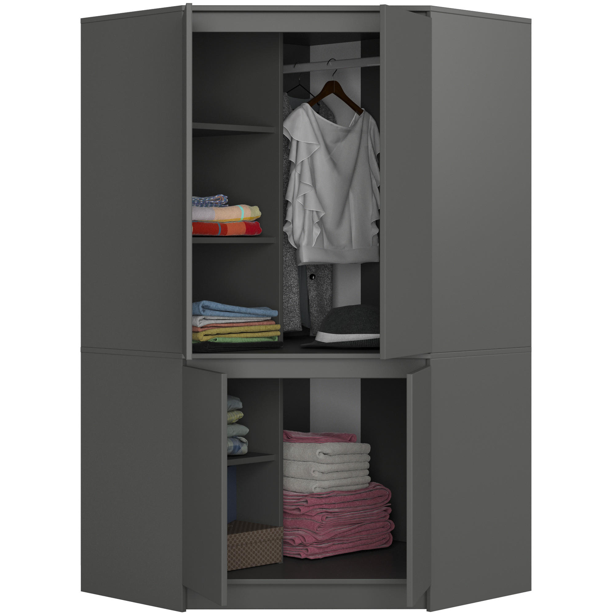 KLEIDERSCHRANK Graphitgrau 100x50x180 cm - Graphitfarben, Holzwerkstoff (100/180/50cm) - Akord
