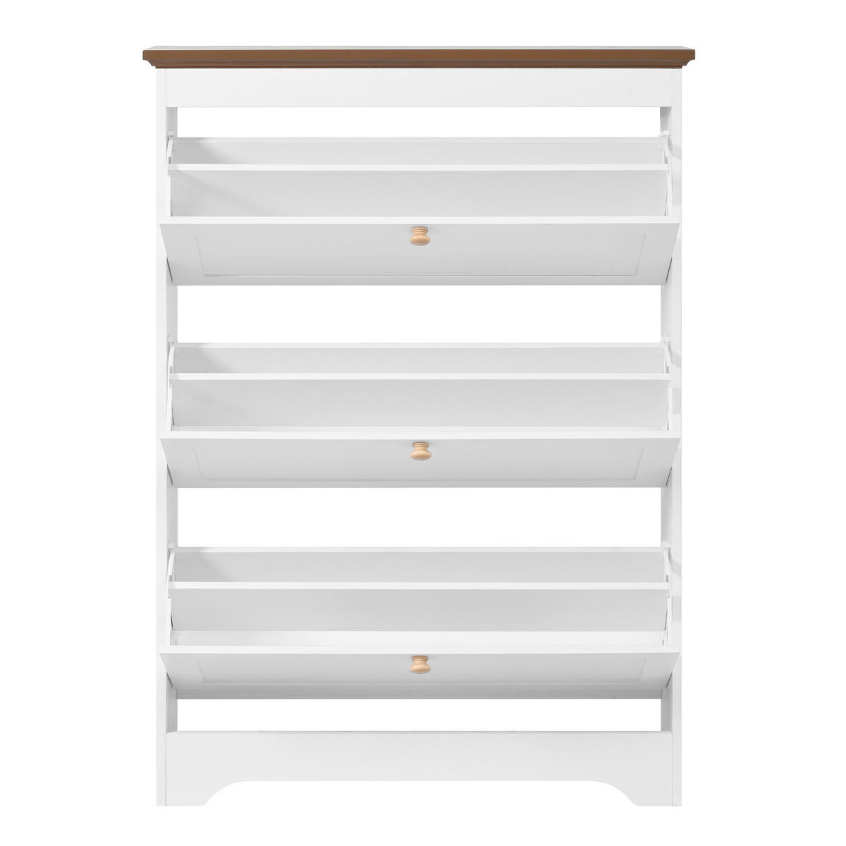SCHUHSCHRANK 3 Klappen großes Fassungsvermögen Flur modern - Weiß, Holzwerkstoff (26/120/87cm) - FLIEKS
