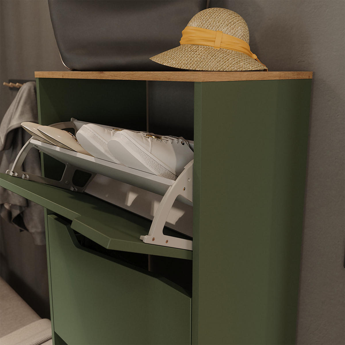 BOTNÍK NA BOTY Marelle Zelená/umělecká - zelená barva, kompozitní dřevo (60/167.4/38cm) - Vicco