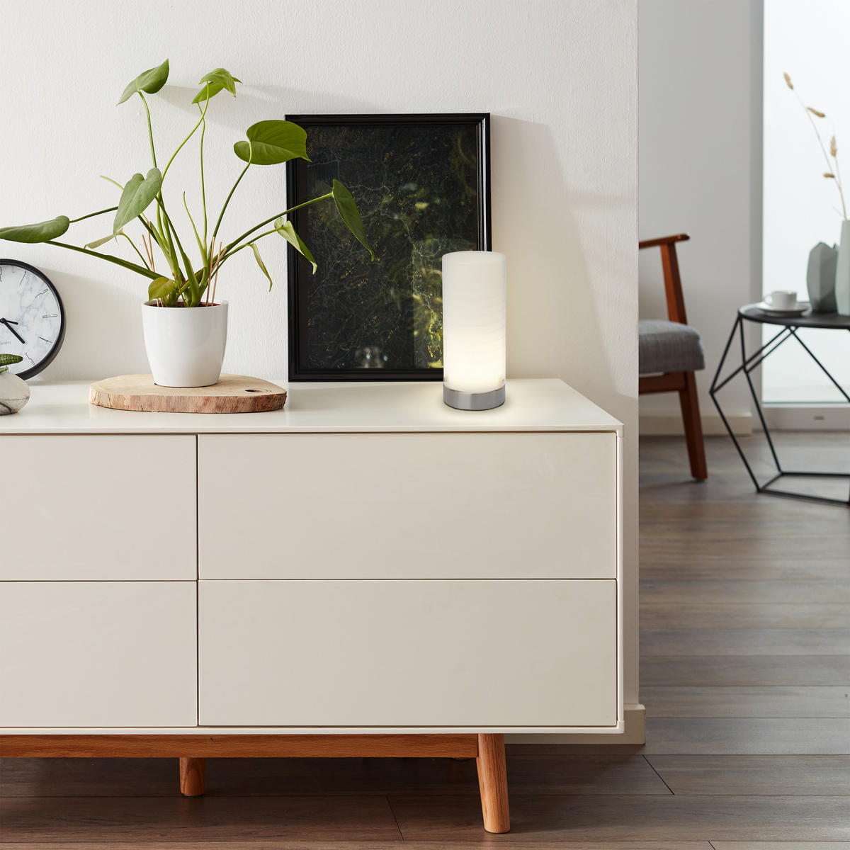 TISCHLEUCHTE Daisy Eisen/Weiß 8,5/8,5/20 cm - Weiß, Metall (8.5/8.5/20cm) - Brilliant