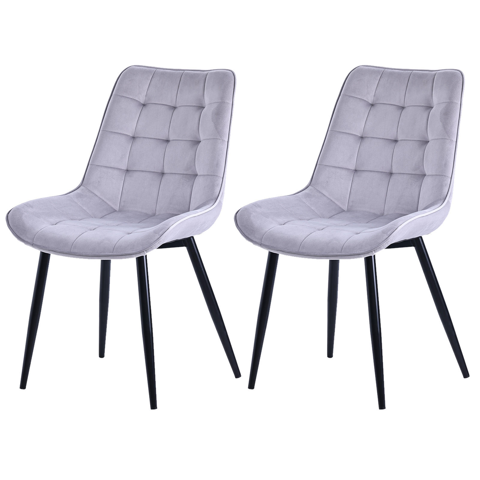 STUHL-SET 2 Stück aus Samt in Modernem Stil-YZ2 - Hellgrau, Textil (53/88/62.5cm) - HOMAVO