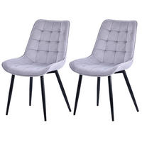 STUHL-SET 2 Stück aus Samt in Modernem Stil-YZ2 - Hellgrau, Textil (53/88/62.5cm) - HOMAVO