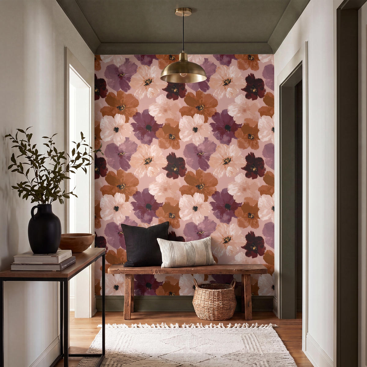 TAPETE - Blumen - Abstrakt - Erdtöne - 160x220 cm - Multicolor, Papier (160/220cm) - OnlyWow