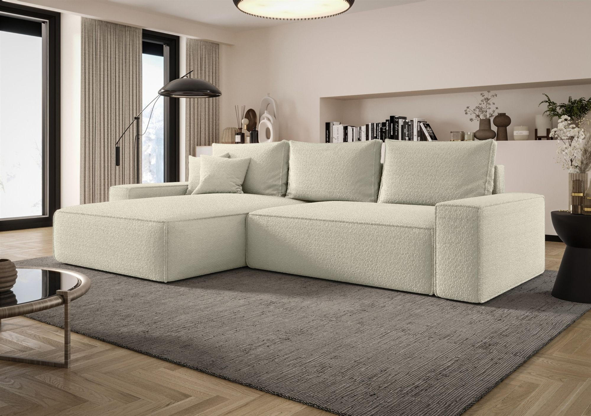 ECKSOFA Walken Mit Schlaffunktion - Beige, Holzwerkstoff/Textil (280/185cm) - Fun Möbel