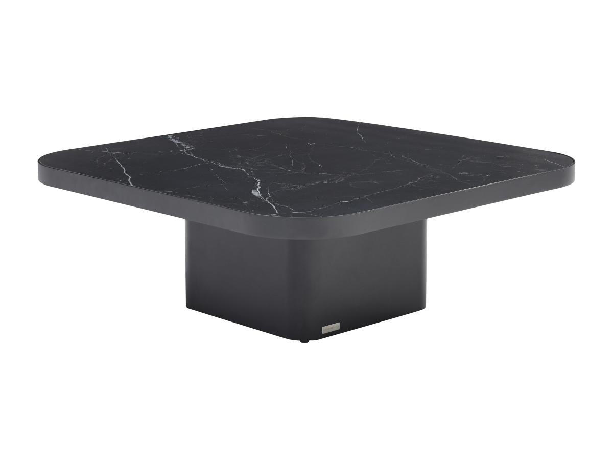COUCHTISCH - Keramik, Glas & Metall - Marmor-Optik Schwarz - NALESIA - Schwarz, Glas (90/90/33cm) - Vente-Unique