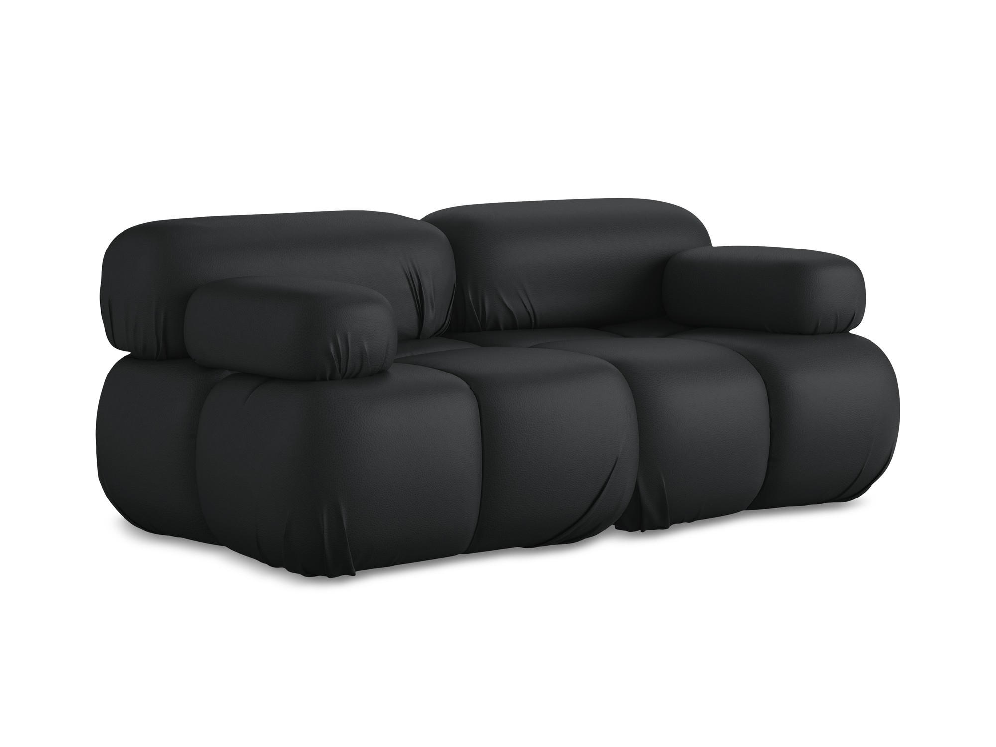 2-SITZER-SOFA Kunstleder Schwarz - Schwarz/Grau, Leder/Kunststoff (190/70/96cm) - Makamii