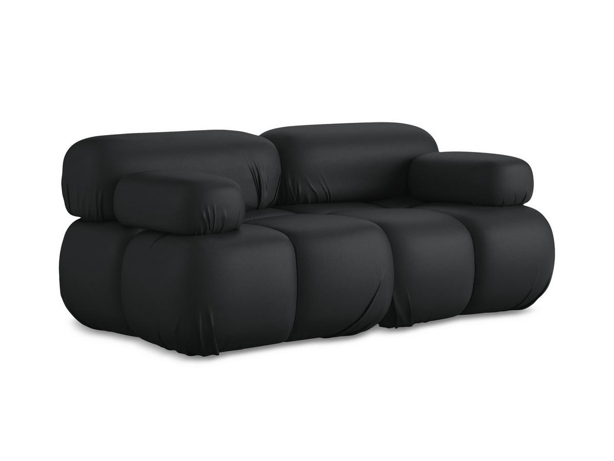 2-SITZER-SOFA Kunstleder Schwarz - Schwarz/Grau, Leder/Kunststoff (190/70/96cm) - Makamii