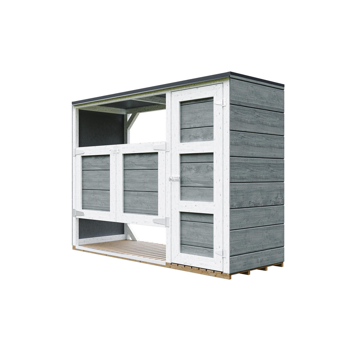 MÜLLTONNENBOX 2er 240L, M981A-CAVERN STEEL, aus wetterfestem LP Smartside Holz - Anthrazit, Holz (217/159/75cm) - Timbela