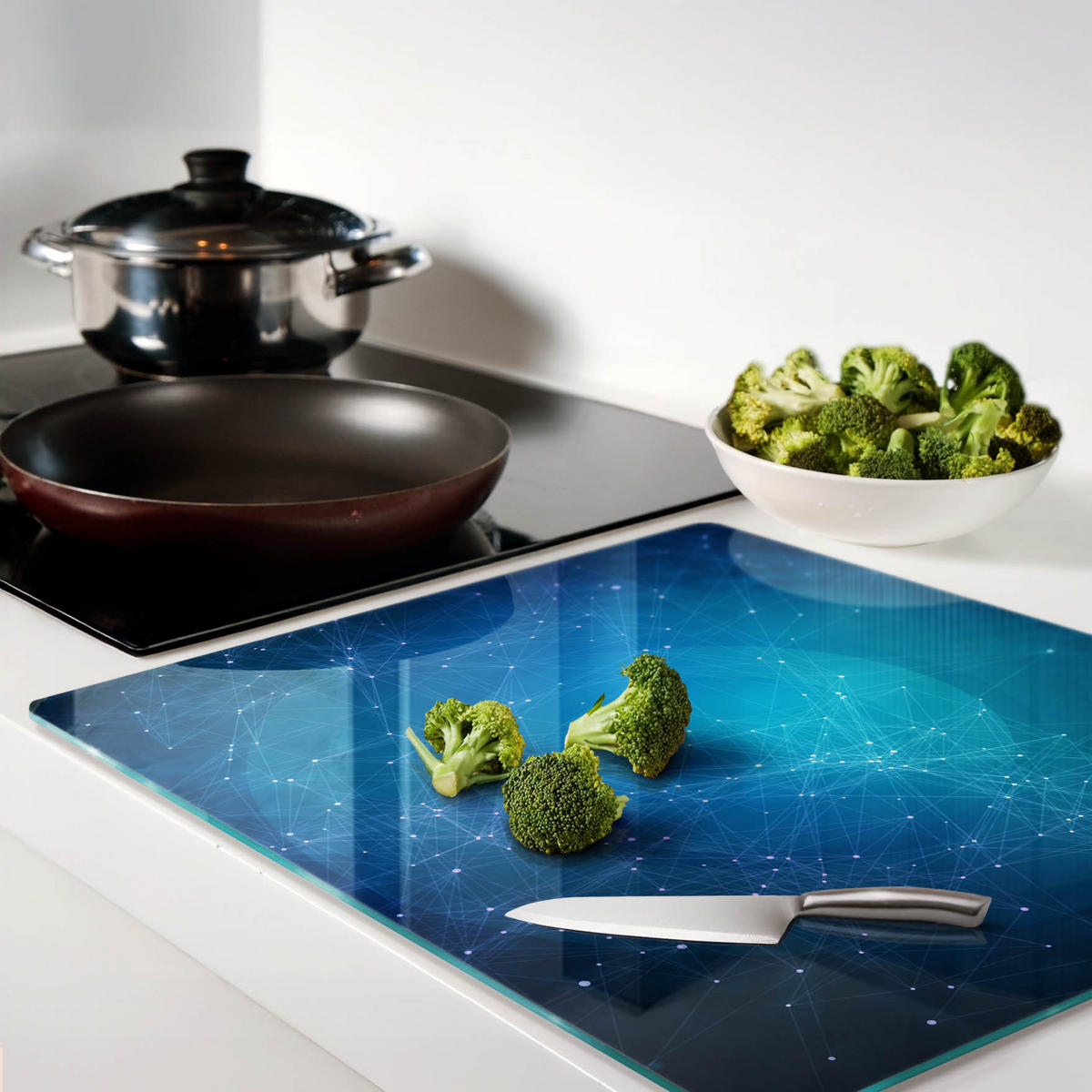 GLASPLATTE 60x52 cm Fiktion - Blau, Glas (60/0.4/52cm) - TULUP