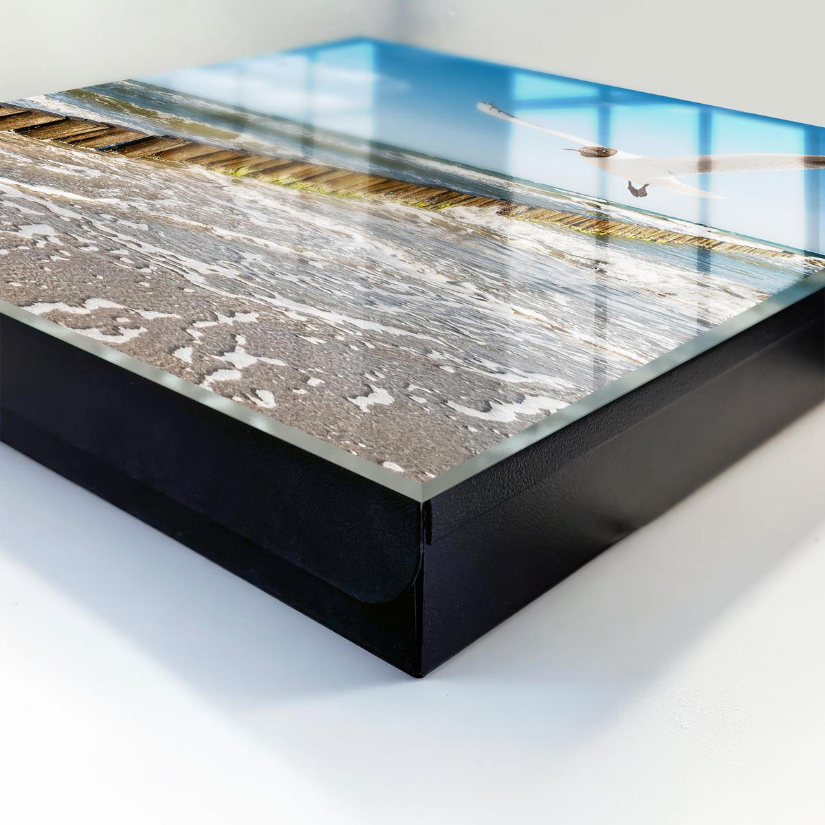 SCHLÜSSELBOX Schwarz 30x30 cm- Türöffnung nach rechts - Meeresraum - Blau, Metall (30/30/5cm) - TULUP