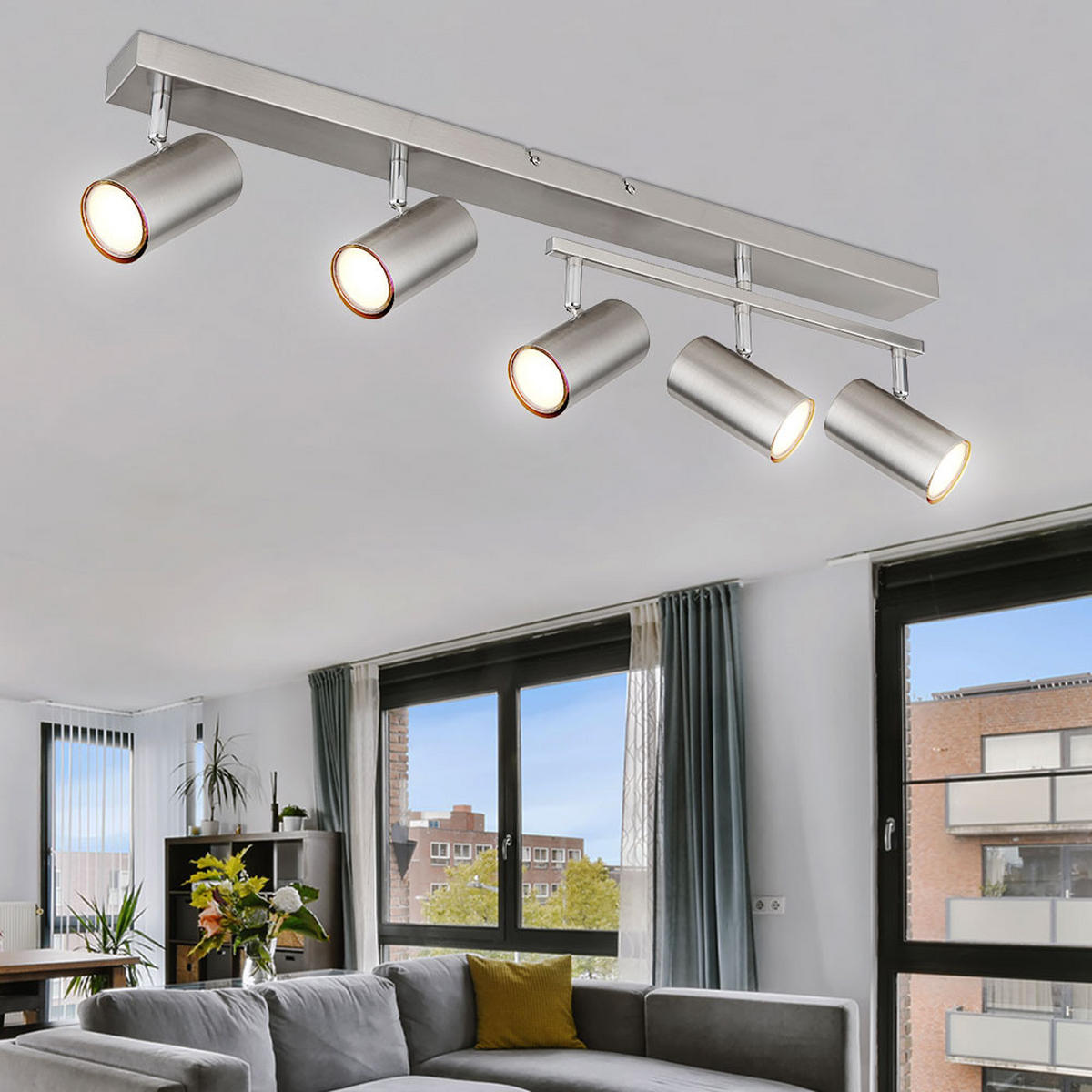 LED DECKENLEUCHTE Robby Metall Silber - Silberfarben, Metall (70/35/17cm) - Globo Lighting