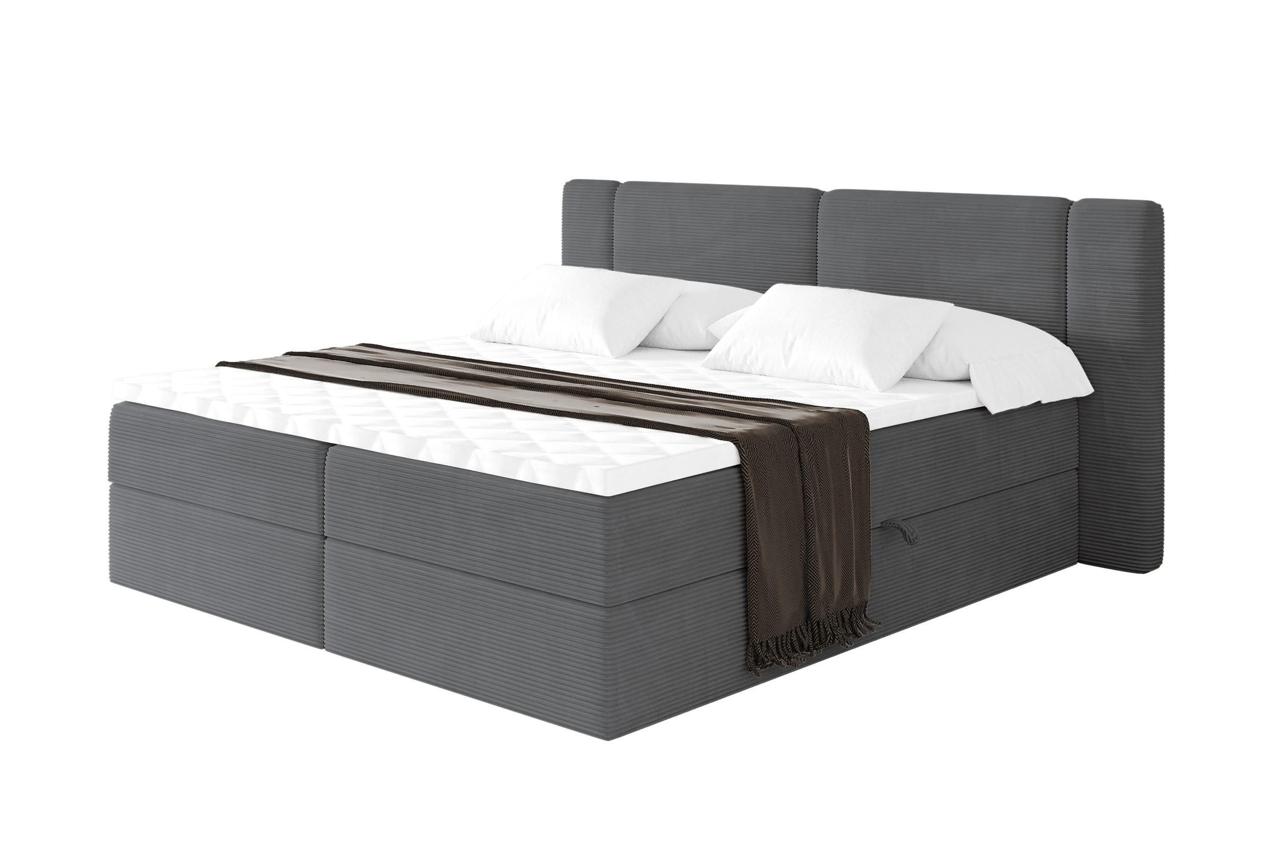 BOXBETT mit Matratze H4 - EVON - 140x200 cm Dunkelgrau - Graphitfarben, Holzwerkstoff (140/200cm) - ALTDECOR
