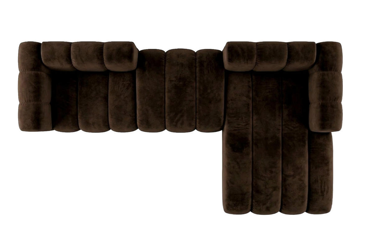 ECKSOFA Modulares In L-Form, Velvet-Stoff Riviera, Schokolade, Rechts, GRAND 319 cm - Braun, Holz (319/175cm) - Kaiser Möbel