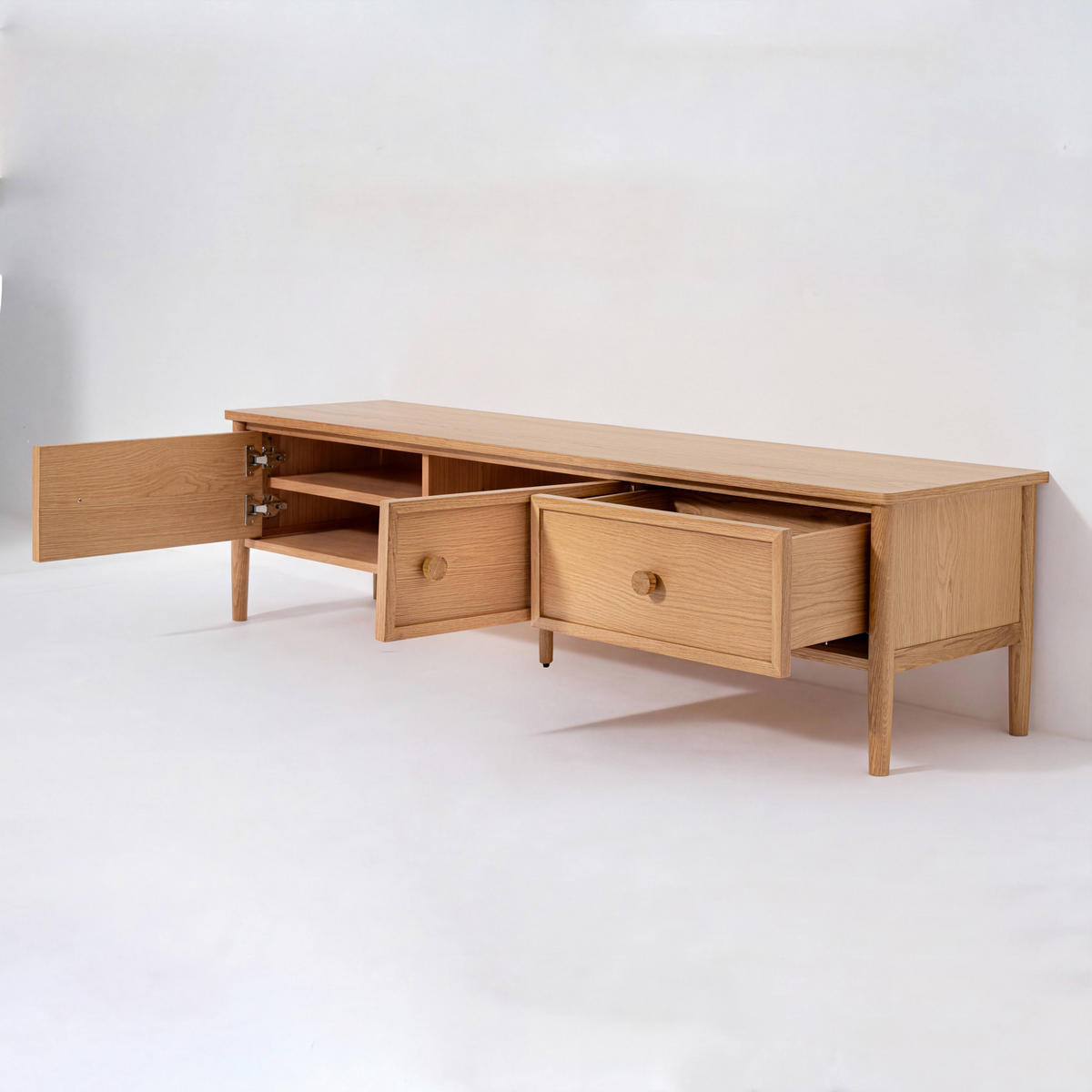 TV-LOWBOARD Rose, Eiche - Beige, Holz (175/45/45cm) - WOODEK