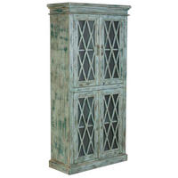VITRINE aus Holz und Glas mit 2 Türen 90x40x183 cm - Blau, Holz (90/183/40cm) - Wanderlust