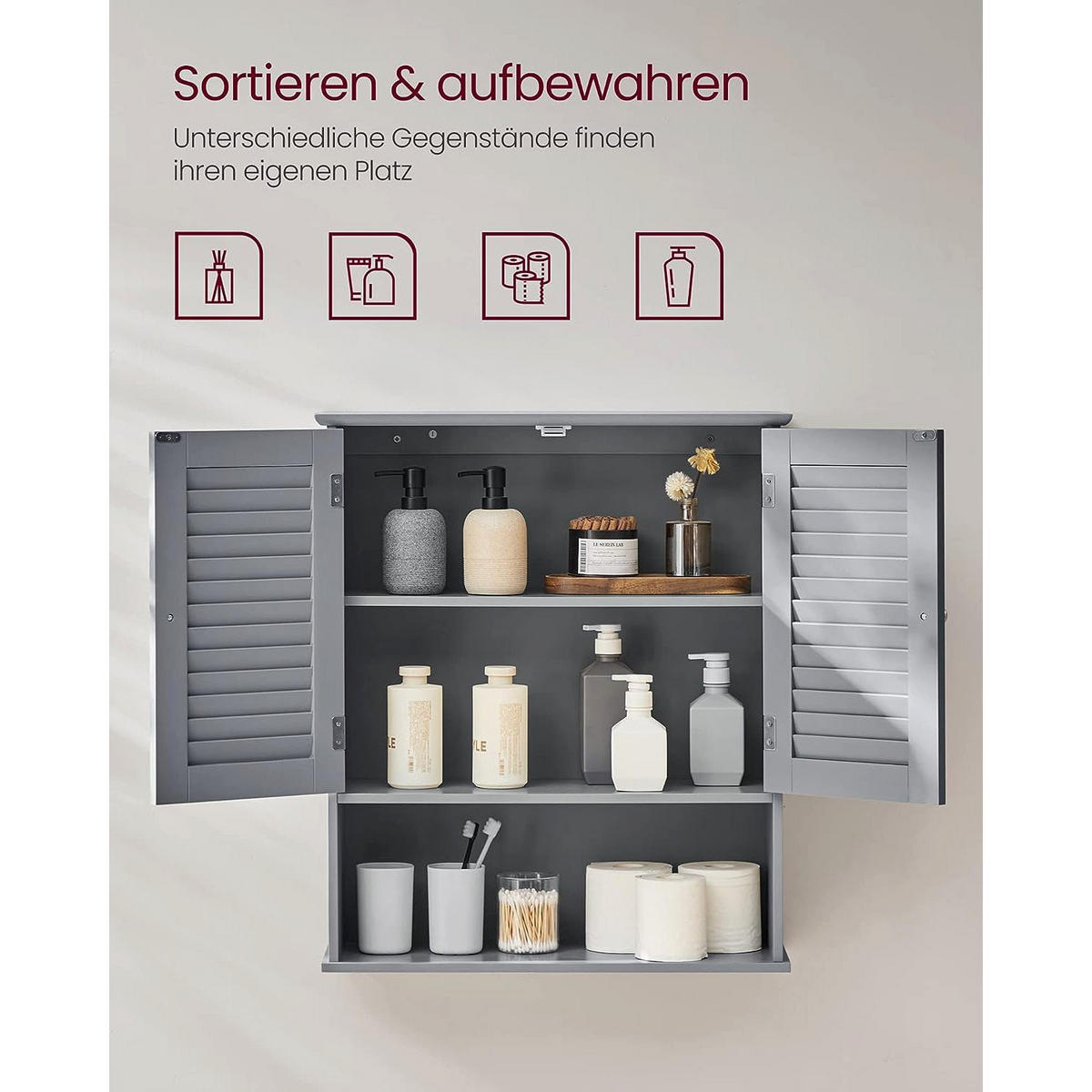 BADEZIMMERSCHRANK PHNOM PENH - Grau, Holzwerkstoff (30/82/30cm) - Hansiro