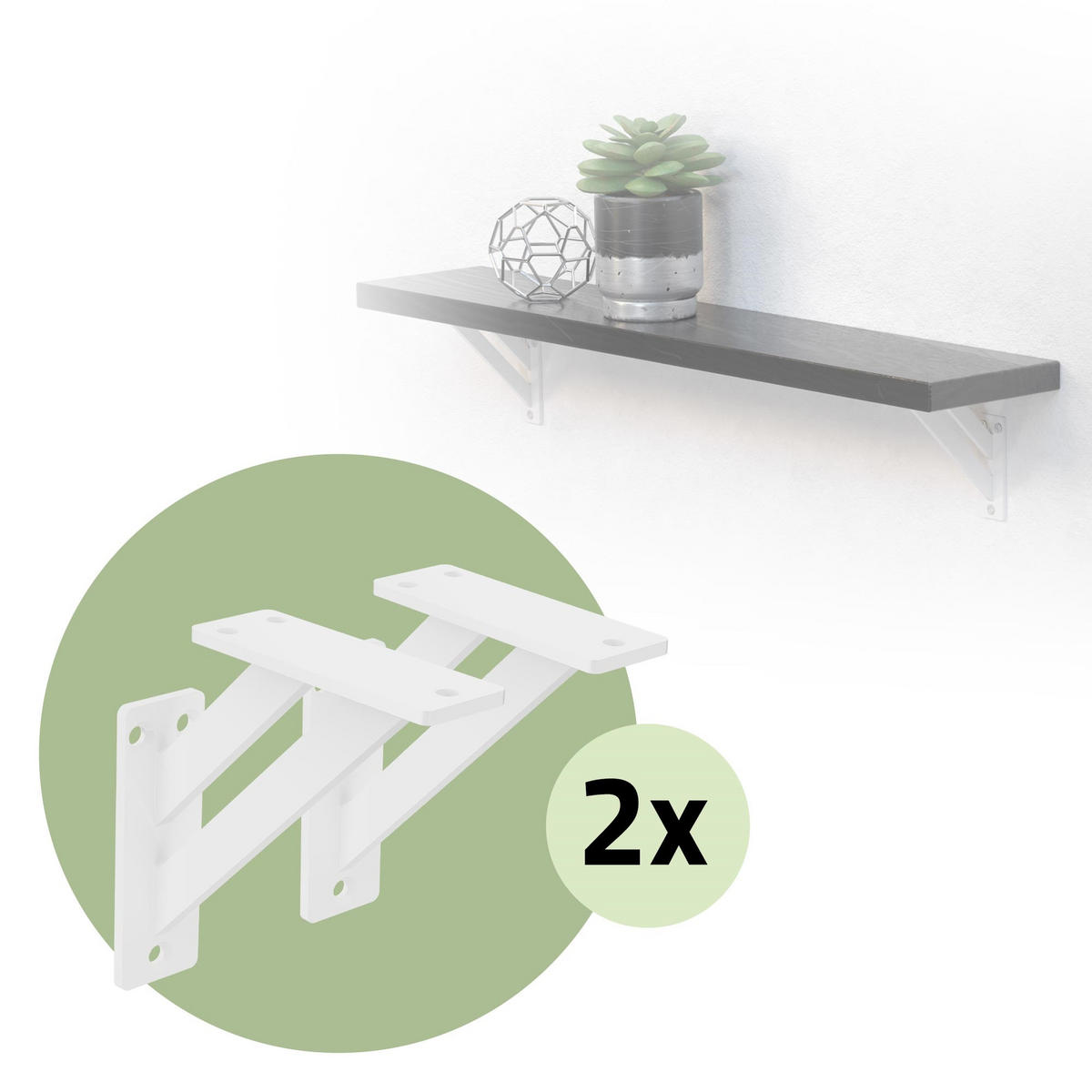 REGALTRÄGER 2er Set - Weiß, Metall (12/3/12cm) - ML-DESIGN