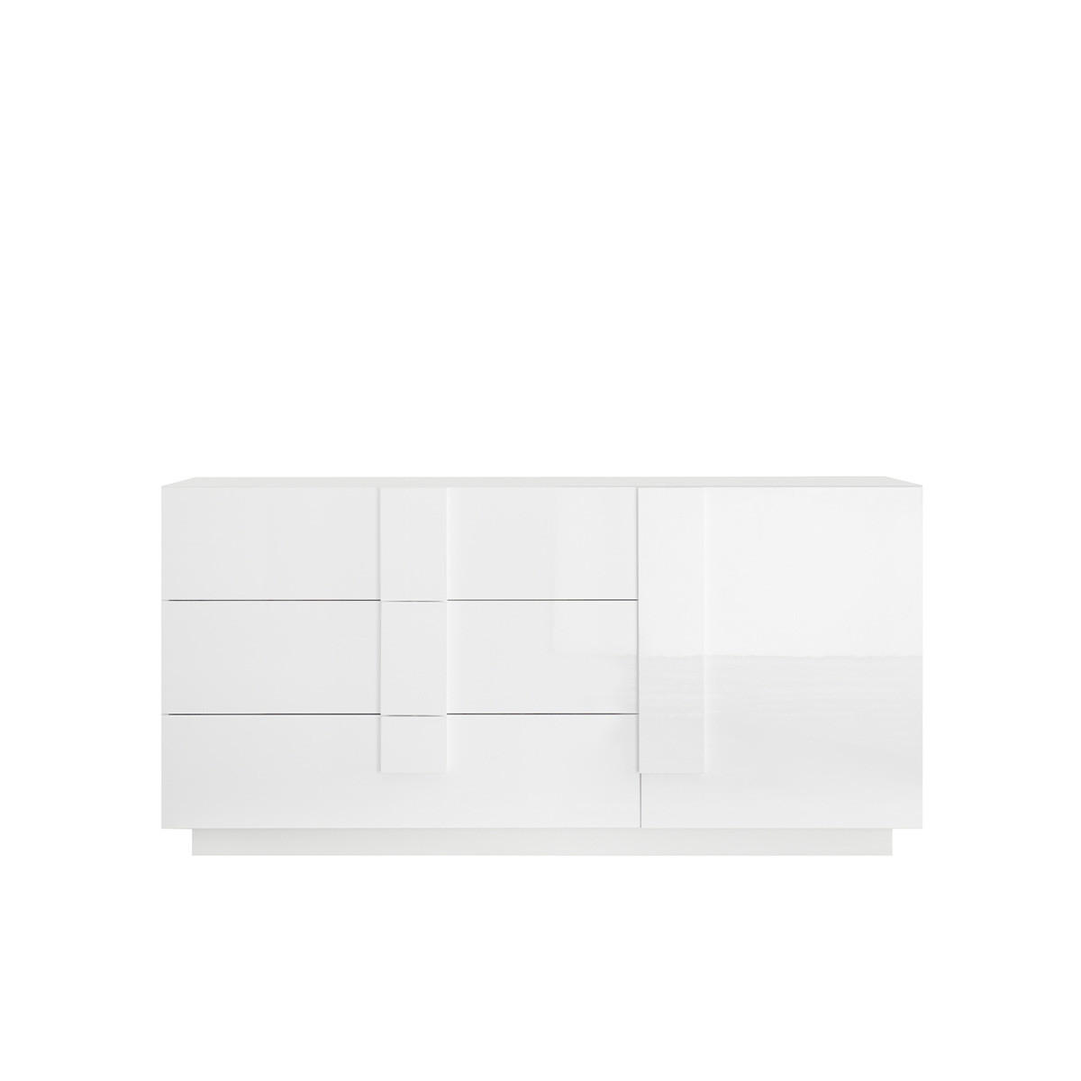 SIDEBOARD mit 3 Schubladen und 1 Tür L182 cm - Jupiter - Weiß, Holzwerkstoff (44/90/182cm) - Calicosy