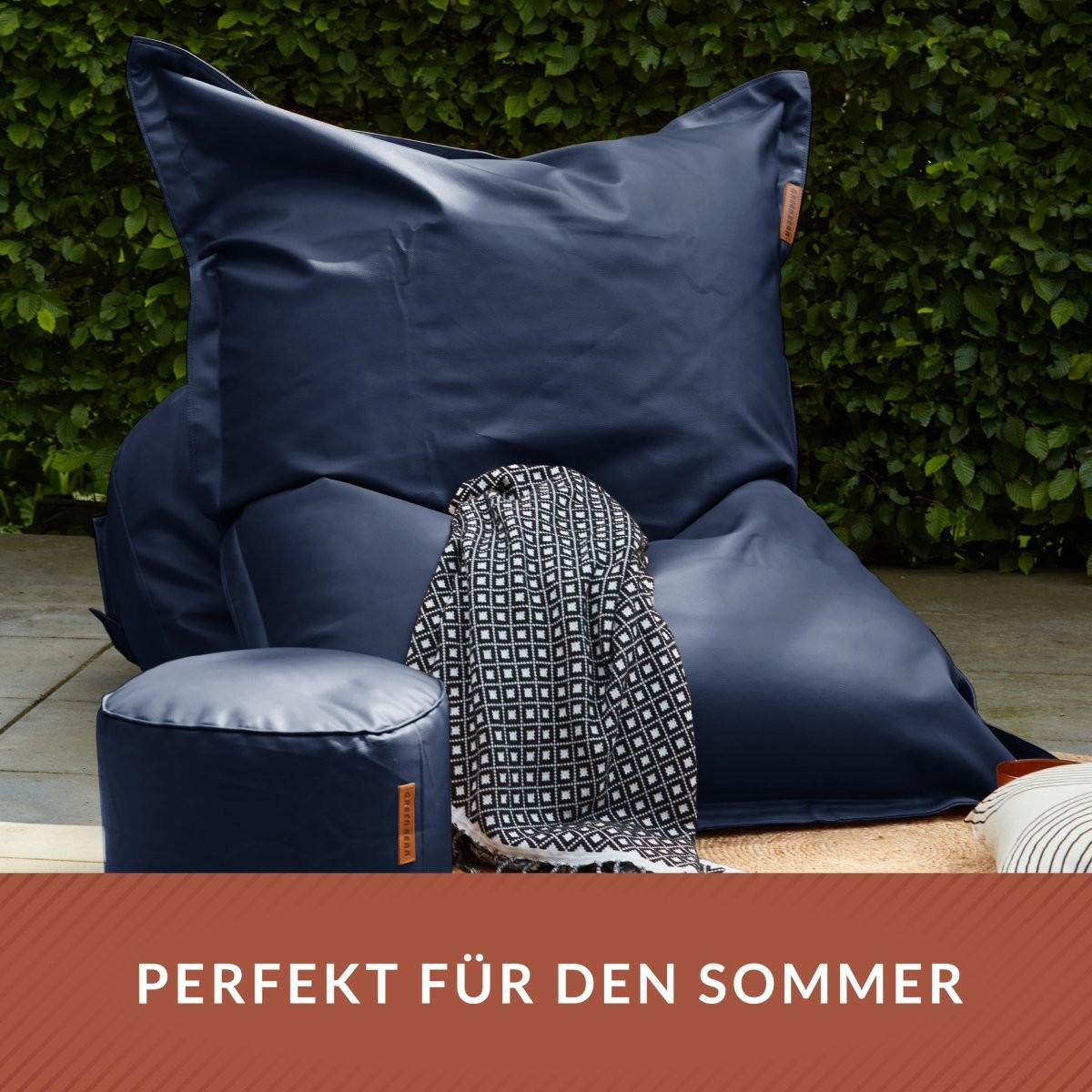 INDOOR RIESEN SITZSACK XXL Kunstleder - Dunkelblau, Textil (140/25/180cm) - Green Bean