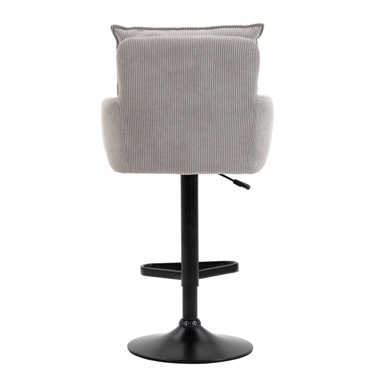 BARSTUHL - 2er-Set - Höhenverstellbar - Cord / Eisen - Hellgrau, Textil/Metall (54/98/58cm) - home24