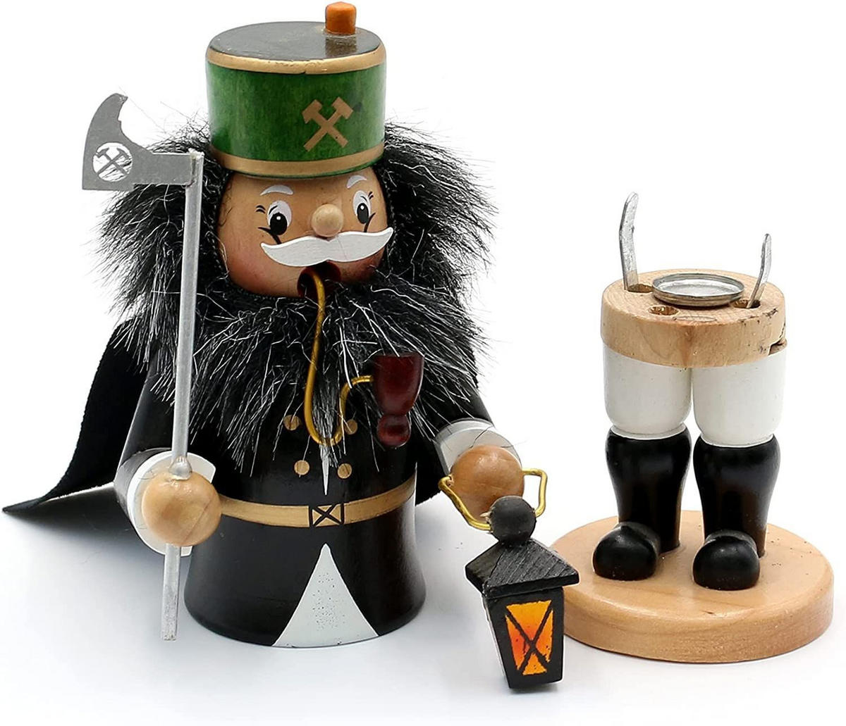 RAUCHFIGUR Bergmann mit Umhang u. Laterne 9/6/17 cm - Schwarz, Holz (6/17/9cm) - Dekoteam24
