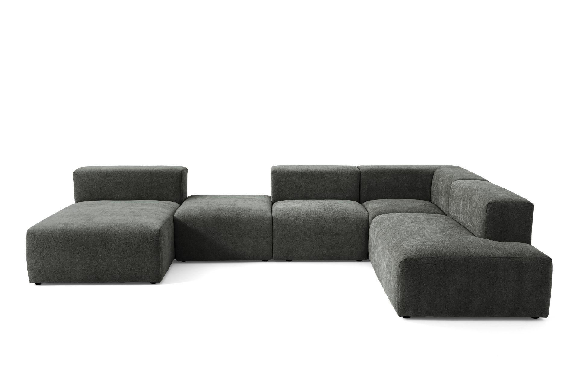 5-SITZER modulares Wohnlandschaft U XXL HEAVEN SET 6 Rechts, Breite 375 cm Webstoff Dunkelgrau - Dunkelgrau/Schwarz, Holz/Kunststoff (245/73/375cm) - Muffo