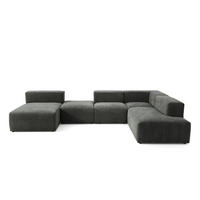5-SITZER modulares Wohnlandschaft U XXL HEAVEN SET 6 Rechts, Breite 375 cm Webstoff Dunkelgrau - Dunkelgrau/Schwarz, Holz/Kunststoff (245/73/375cm) - Muffo