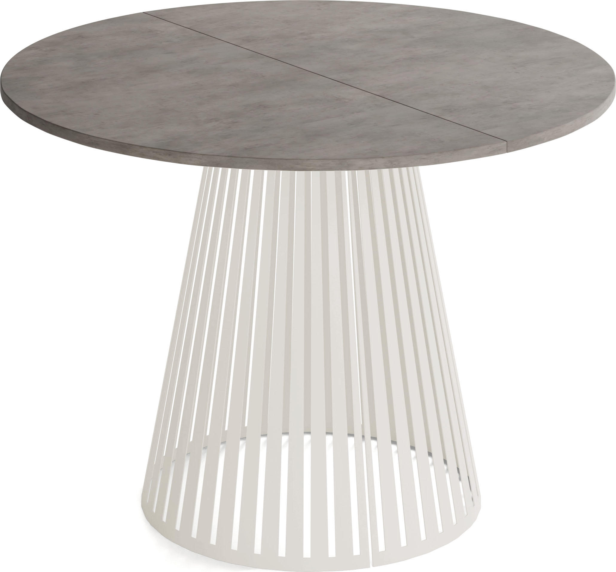 ESSTISCH Naro rund ausziehbar mit Lamellen-Metallgestell in Beige Kaschmir, Beton-Optik Dunkelgrau 100-180/100/76 cm - Kaschmir/Dunkelgrau, Holzwerkstoff/Metall (100/100/76cm) - WFL GROUP
