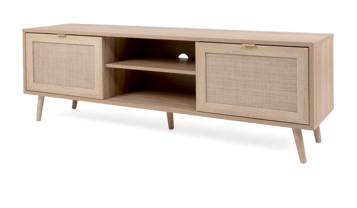 TV-LOWBOARD Eiche Sonoma, Bast-Dekor 150 cm, TV-Unterteil skandinavisch - Eichefarben, Holz/Holzwerkstoff (150/52/40cm) - Furn.Design