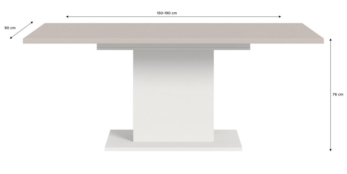 ESSTISCH MOTION (B/H/T: ca. 150/76/90 cm) in Weiß/Kaschmir - Weiß, Holzwerkstoff (90/150/76cm)