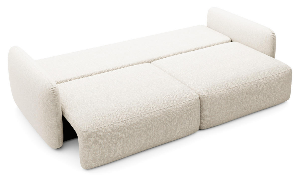 SCHLAFSOFA 240 cm Lumina, Chenille, Bettkasten, Creme - Creme, Holz (238/87/103cm) - Emporius