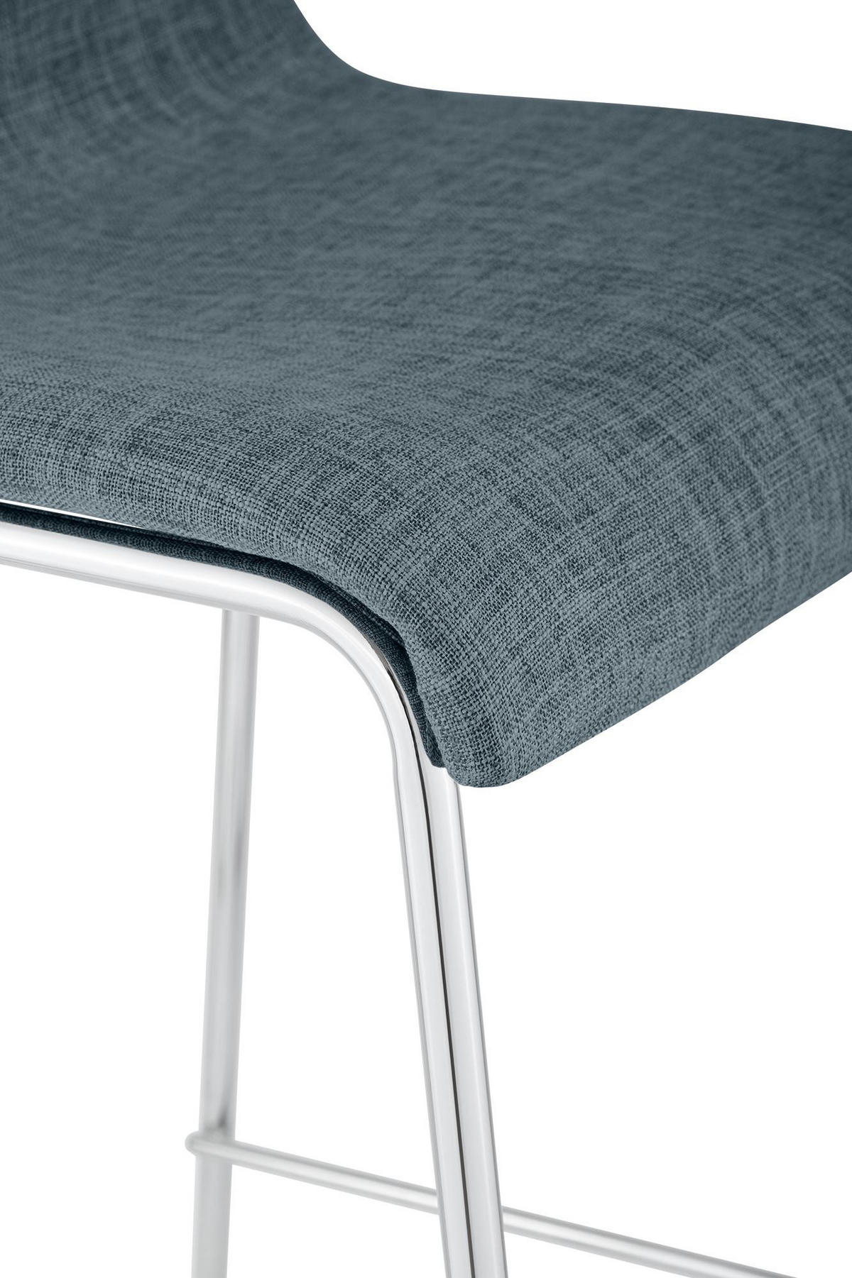 BARHOCKER Stoff Blau - Chromfarben/Blau, Textil/Metall (43/100/48cm) - CLP