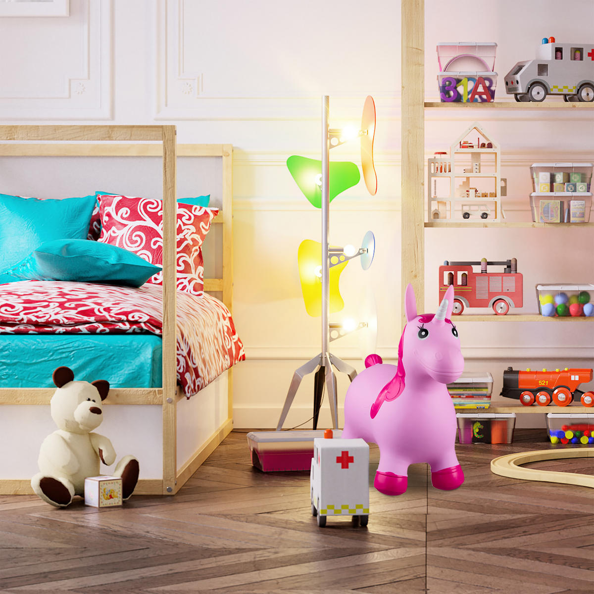 HÜPFTIER Einhorn - Pink, Kunststoff (62/26/52cm) - Relaxdays