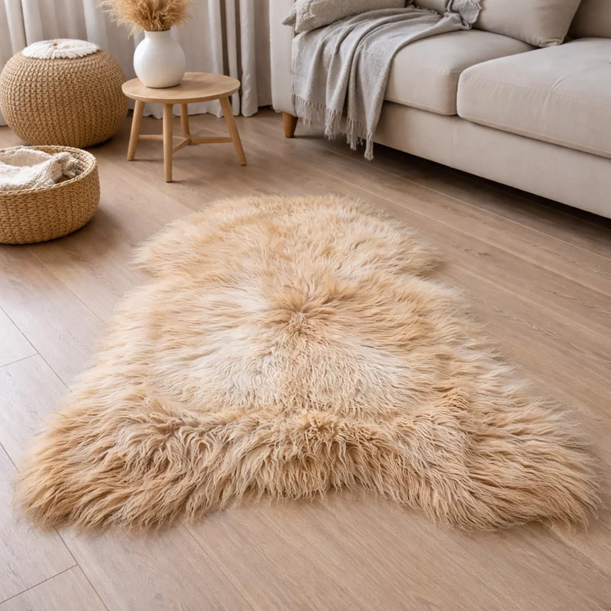 SCHAFFELL Langhaar skandinavisch weich chromfrei Cappuccino ca. 115 cm - Cappuccino, Fell (65/115cm) - Provellus