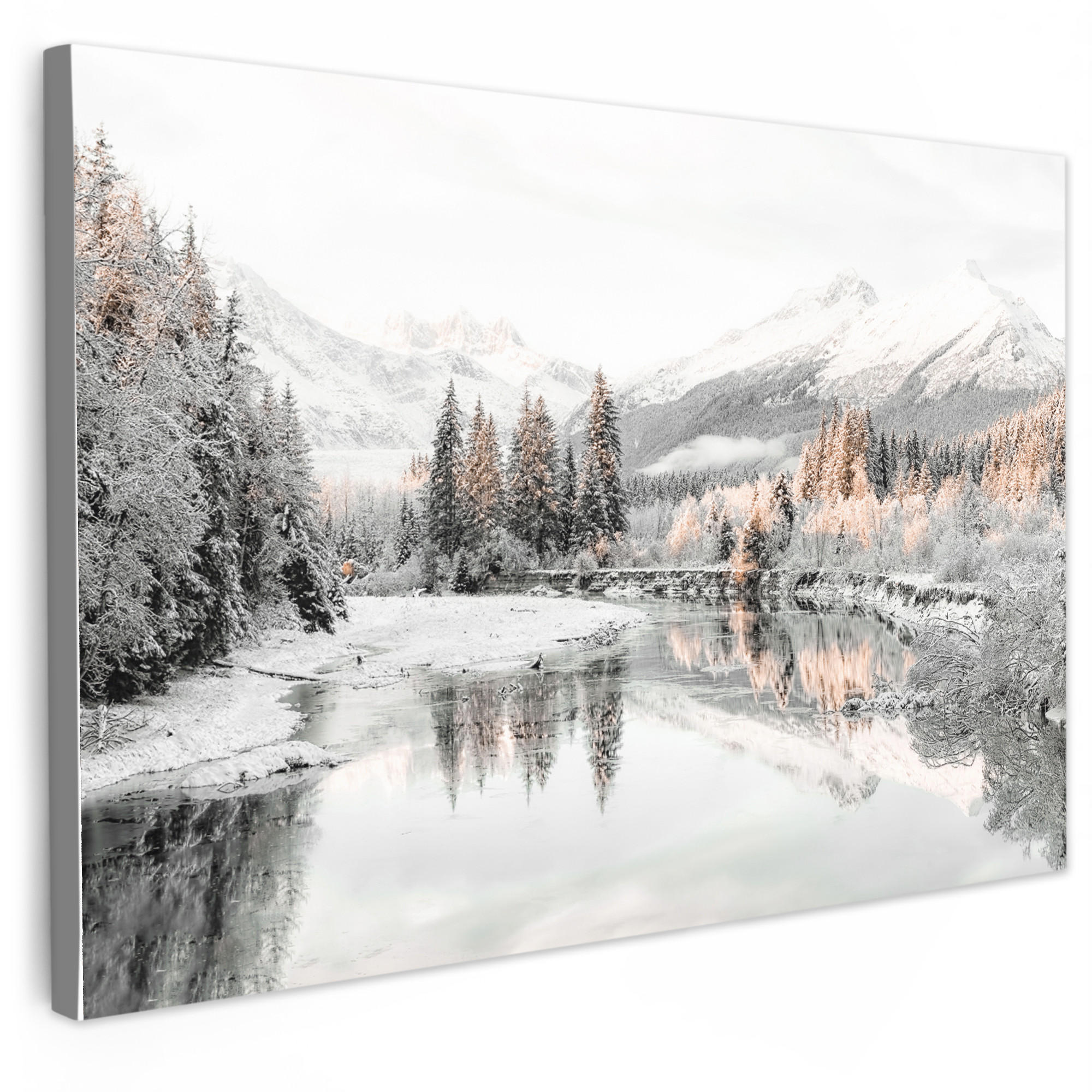 MuchoWow OBRAZ NA PLÁTNĚ Příroda - Zima - Stromy - Hory - Sníh 30x20 cm