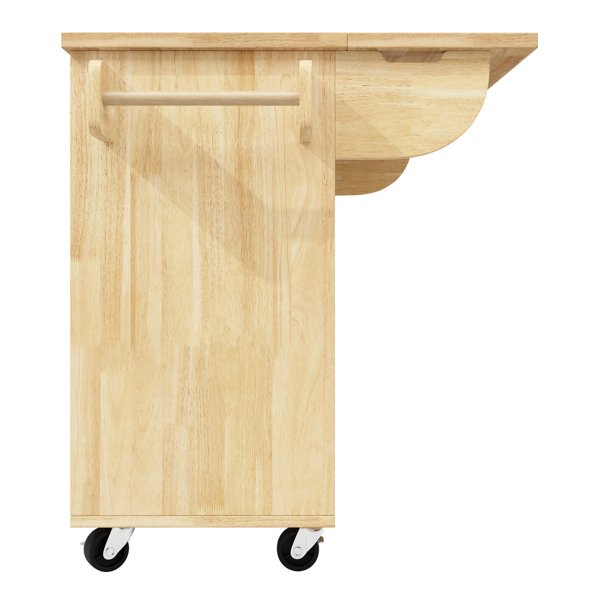 KÜCHENINSEL mit Rollen 120/45/92 cm Holzoptik mit Klappplatte, 3 Schubladen und 2 Türen - Naturfarben, Holz/Holzwerkstoff (120/92/45cm) - Oxeza