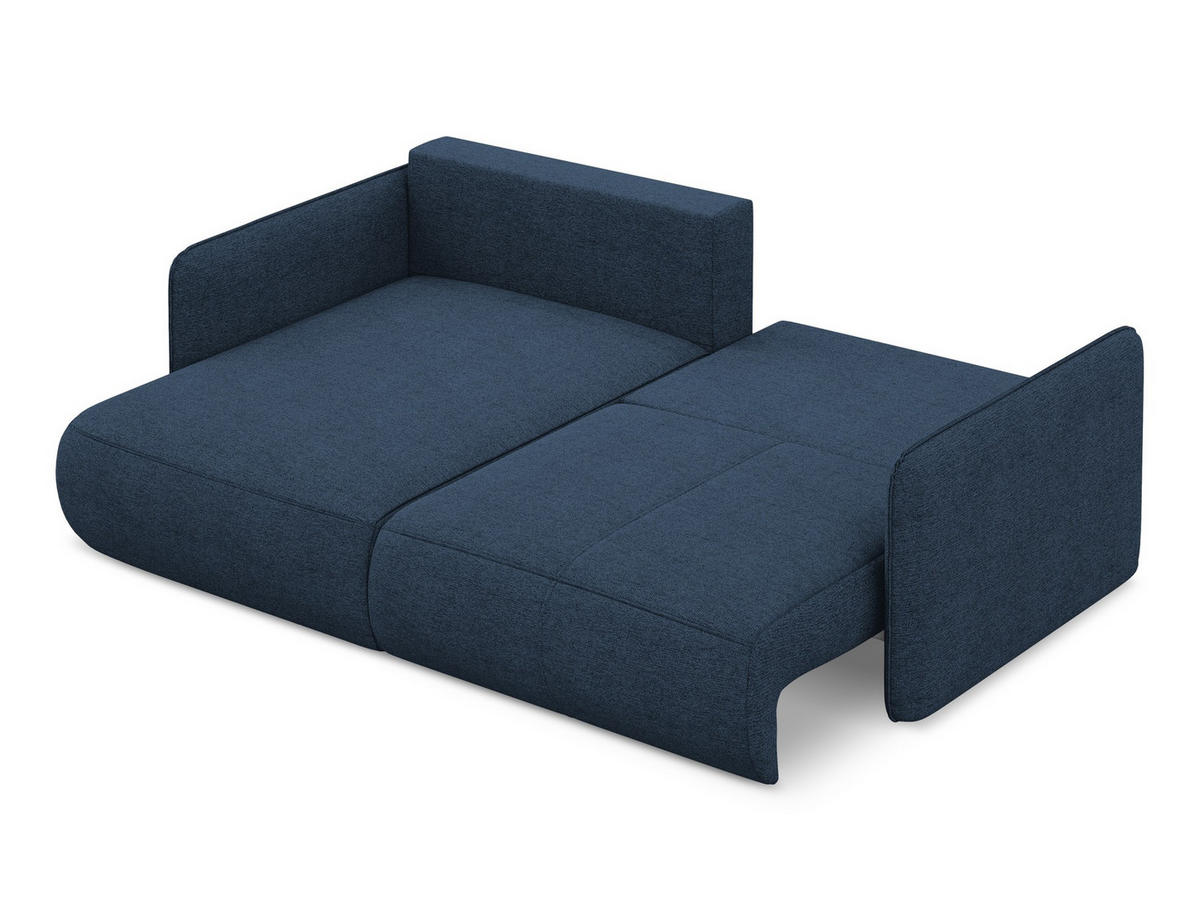 ECKSOFA mit Schlaffunktion Chenille Stoff Blau - Blau/Schwarz, Kunststoff/Textil (148/207cm) - Makamii