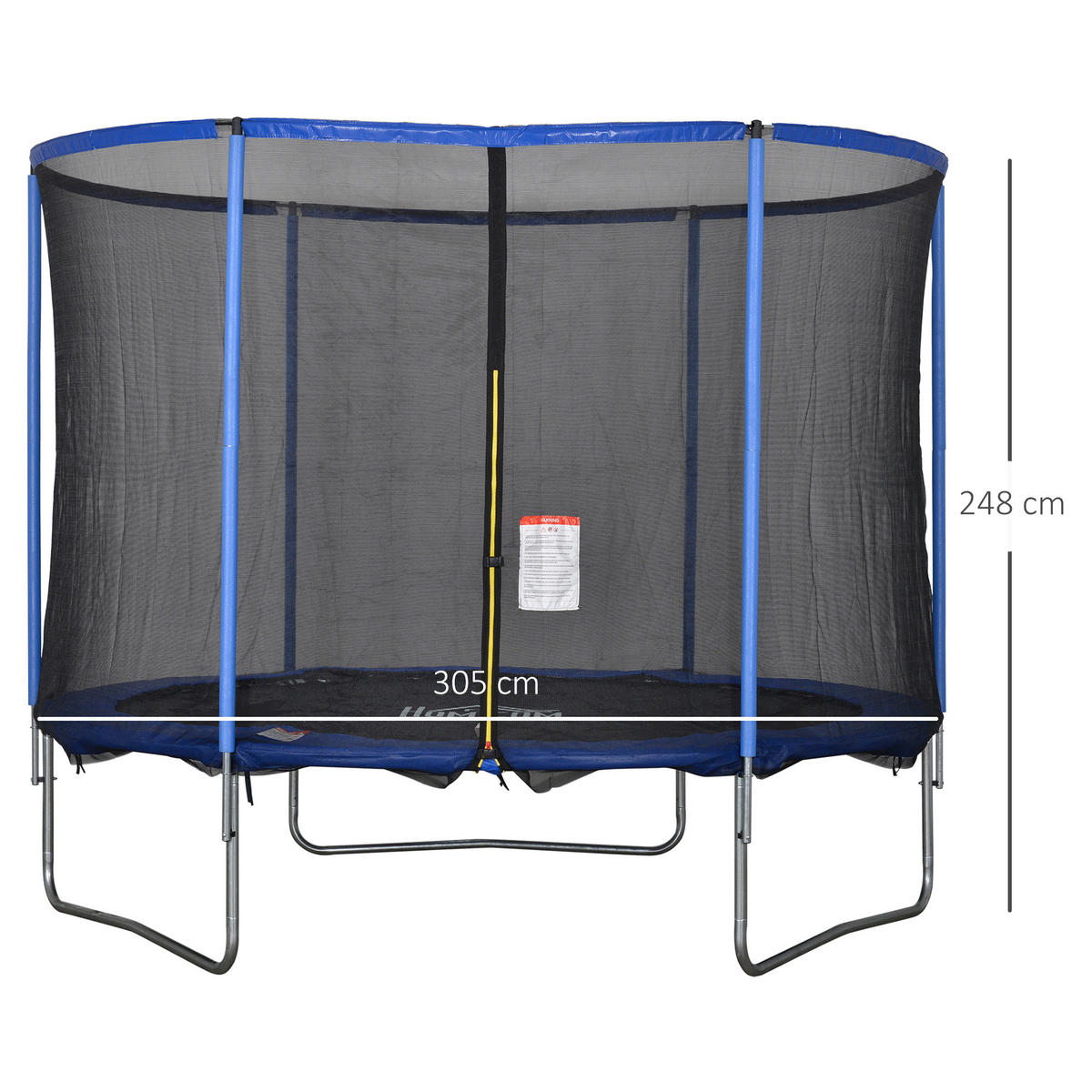 TRAMPOLIN mit Sicherheitsnetz, Stahl, Blau+Schwarz, bis 113,6 kg - Multicolor, Kunststoff (248/248/305cm) - HOMCOM
