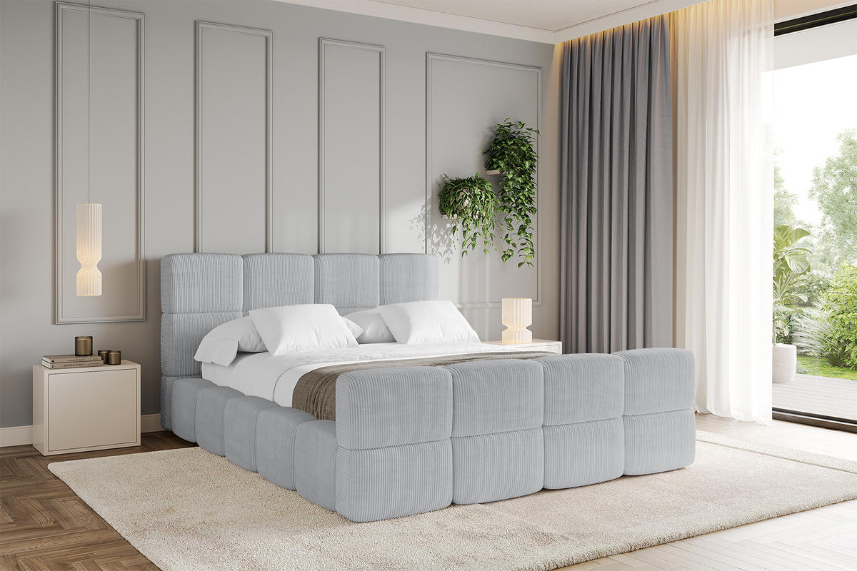 POLSTERBETT mit Bettkasten und Lattenrost, Bett mit Kopfteil, Boxbett ohne Matratze, Doppelbett mit Stauraum - NATA-Z 120x200 Grau - Graphitfarben, Holzwerkstoff/Textil (120/200cm) - ALTDECOR