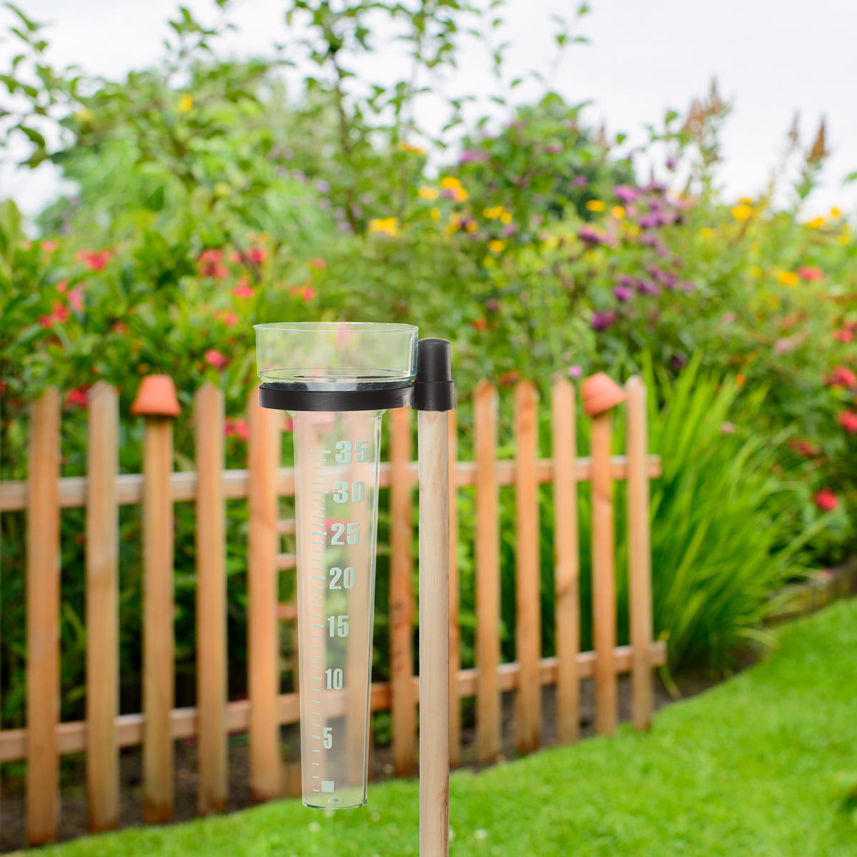 2xREGENMESSER - Multicolor, Holz/Kunststoff (8.5/38cm) - Relaxdays