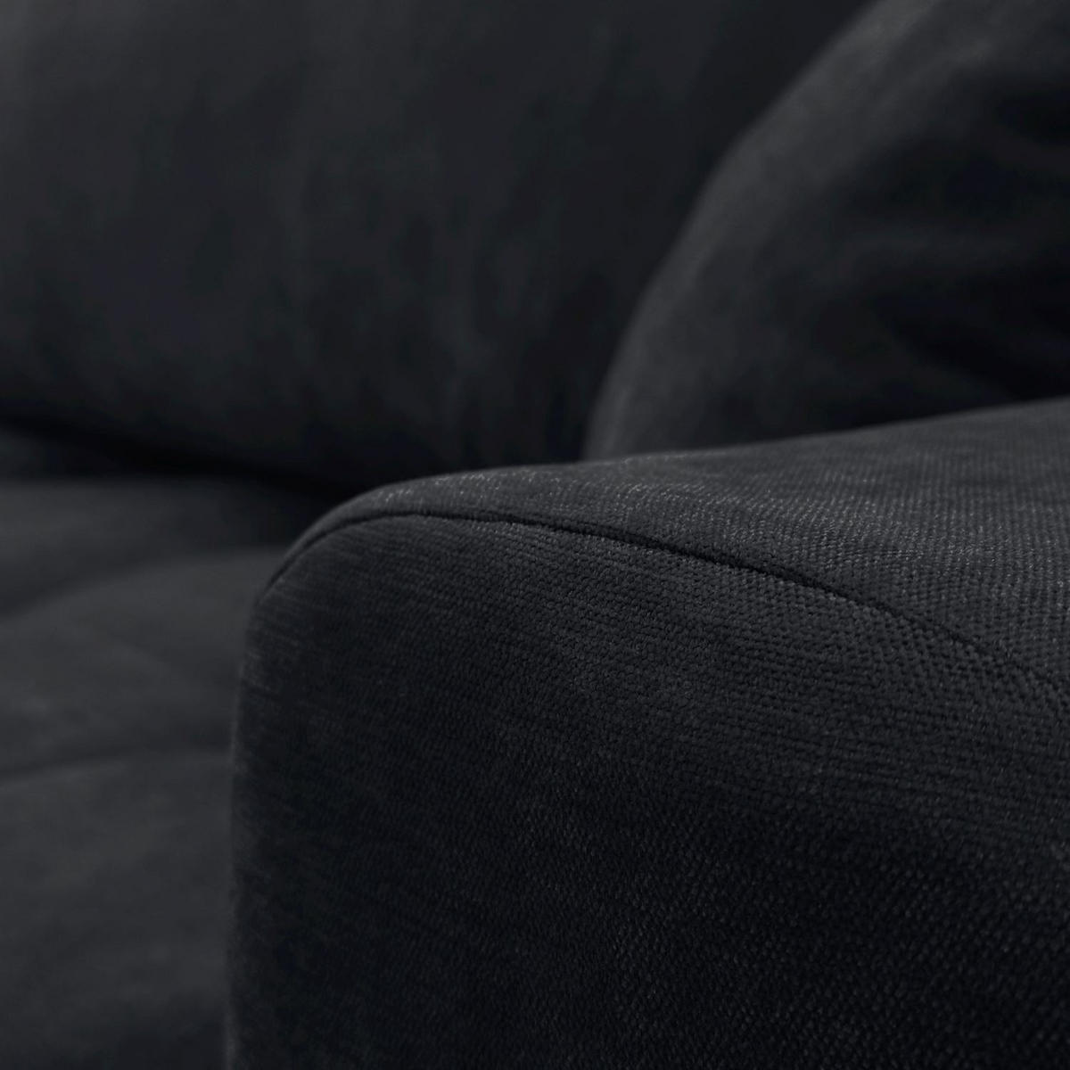 ECKSOFA Gepolstertes CLOUD mit Schlaffunktion und Bettkasten, Wind 99 - Schwarz, Textil (277/143cm) - Lookway