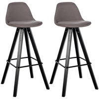 BARHOCKER 2er Set Stoff Taupe - Taupe/Schwarz, Holz/Textil (38/99/44cm) - CLP