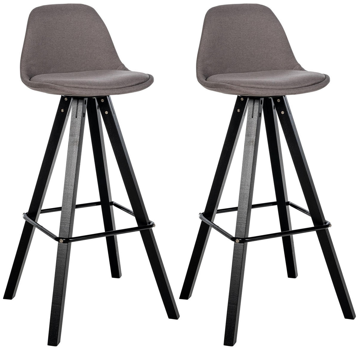 BARHOCKER 2er Set Stoff Taupe - Taupe/Schwarz, Holz/Textil (38/99/44cm) - CLP