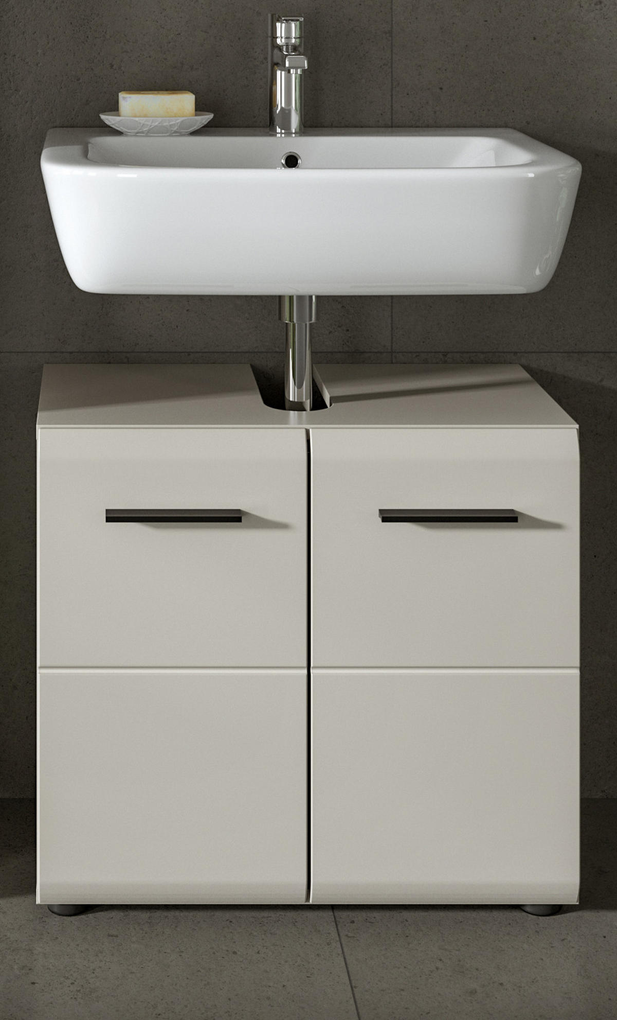 WASCHBECKENUNTERSCHRANK Kaschmir 60 cm, Badezimmer Unterschrank 2-türig - Kaschmir/Schwarz, Holzwerkstoff/Kunststoff (60/54/30cm) - Inn.Furn