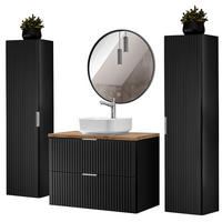 BADMÖBEL-SET 4-TLG. Adelaide-56 - Schwarz, Holzwerkstoff (180/200/47cm) - Lomado