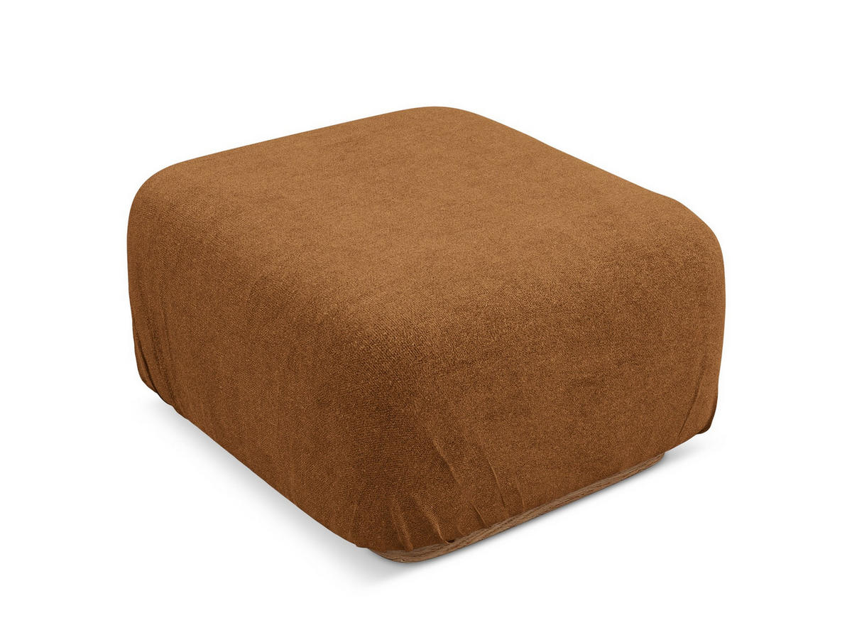 POUF Bouclé Stoff Orange - Pink/Terra cotta, Holz/Textil (83/95/41cm) - Makamii