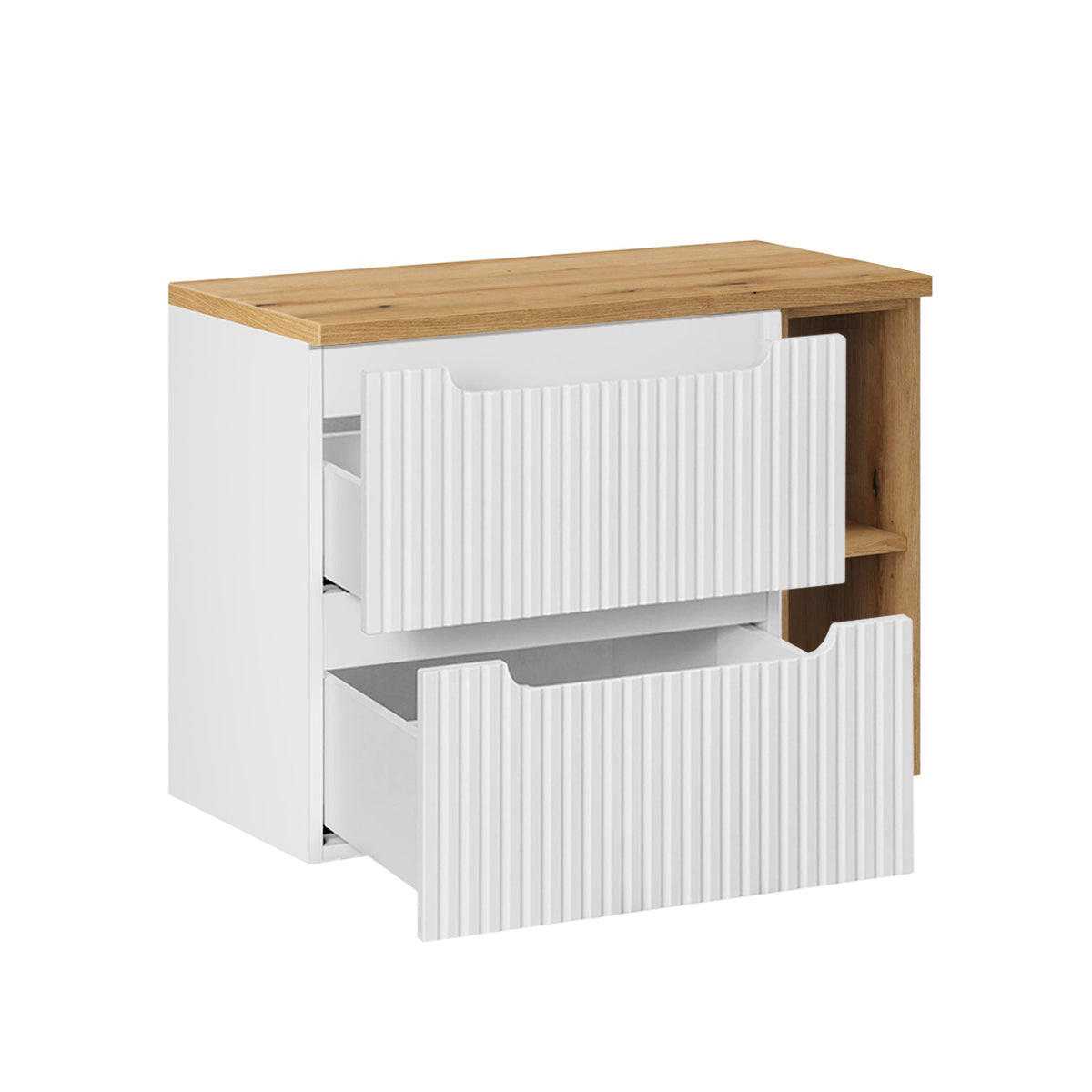 WASCHTISCHUNTERSCHRANK 80.4cm Riva Weiß und Holz - Weiß, Holzwerkstoff (80.4/59/40cm) - Petits-meubles