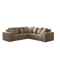 ECKSOFA Corner Ella Stoff Noel Velours Beige - Beige, Holz/Textil (246/246cm) - Kaiser Möbel