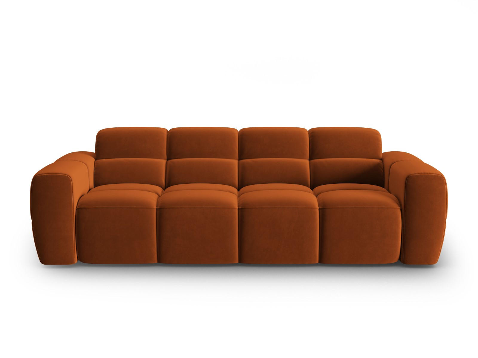 SOFA Lisa aus Samt terrakotta 4 Sitzplätze - Terracotta, Textil (256/77/101cm) - Micadoni