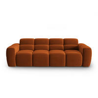 SOFA Lisa aus Samt terrakotta 4 Sitzplätze - Terra cotta, Textil (256/77/101cm) - Micadoni